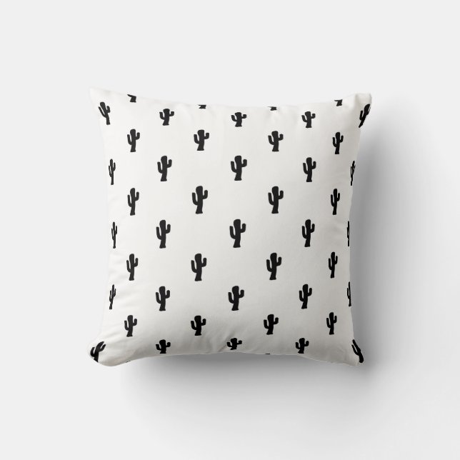 Coussin Motif de cactus moderne noir et blanc (Recto)
