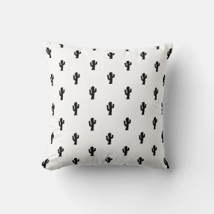 Coussin Motif de cactus noir et blanc moderne