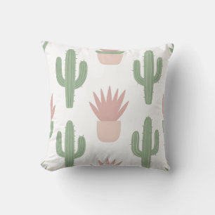 Coussin Motif de cactus succulent pastel
