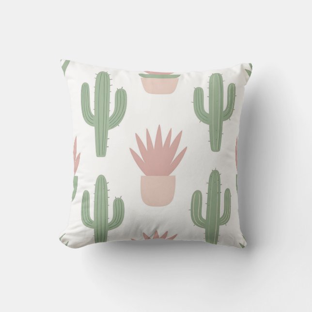 Coussin Motif de cactus succulent pastel (Recto)