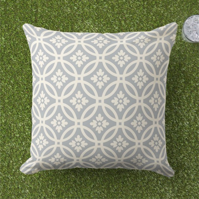 Coussin Motif de cadre floral gris moderne (Herbe)