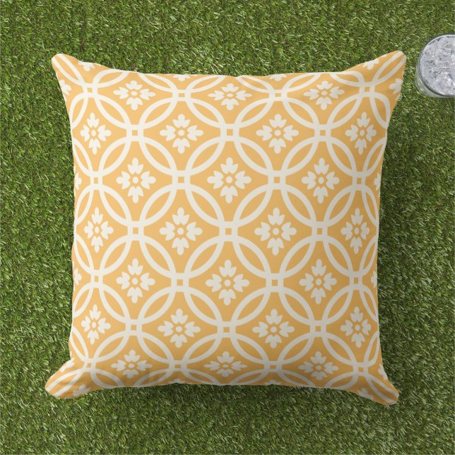 Coussin Motif de cadre Floral Orange Jaune moderne (Herbe)