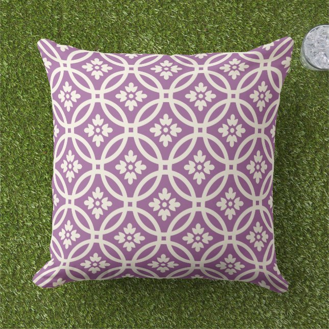 Coussin Motif de cadre floral violet moderne (Herbe)