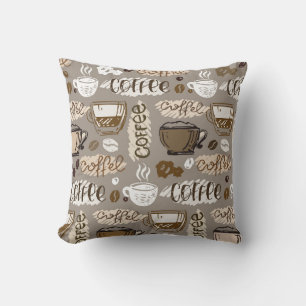 Coussin Motif de café doodé à la main arrière - plan