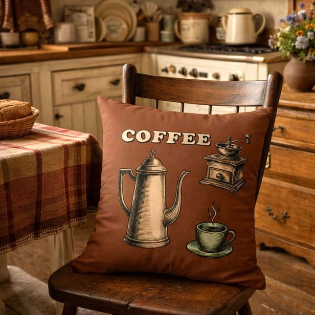Coussin Motif de café rétro (Créateur téléchargé)
