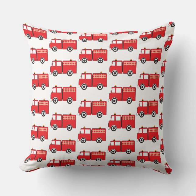 Coussin Motif de camion de pompiers rouge (Recto)