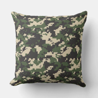 Coussin Motif de camouflage numérique vert