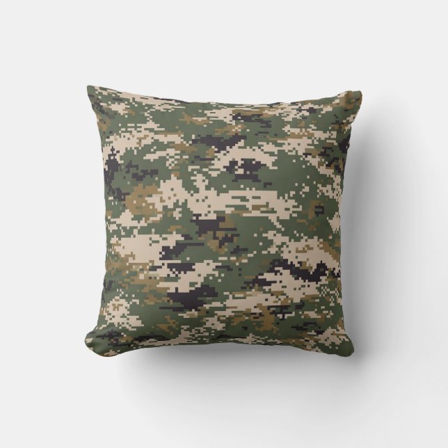 Coussin Motif de camouflage numérique vert (Recto)