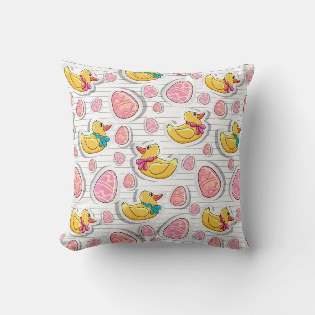 Coussin Motif de canard et d'œufs de Pâques (Recto)