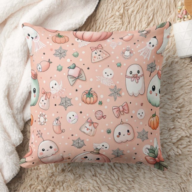Coussin Motif de caniche d'Halloween avec Fantômes et Citr (Couverture)