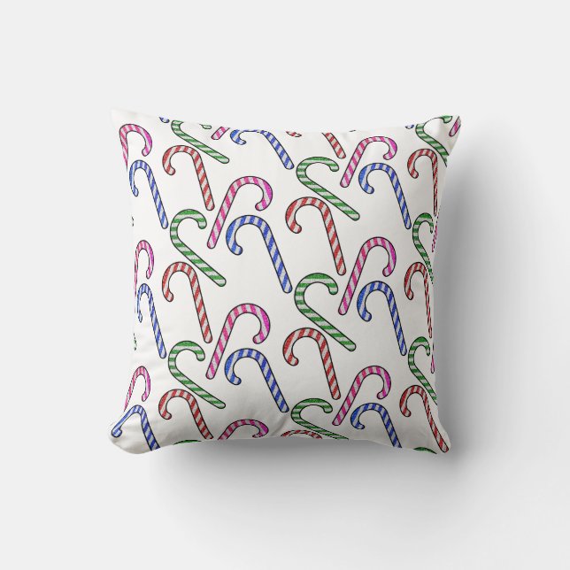 Coussin Motif de canne à bonbon pailleté (Recto)