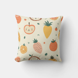 Coussin motif de caractère aux fruits mignons