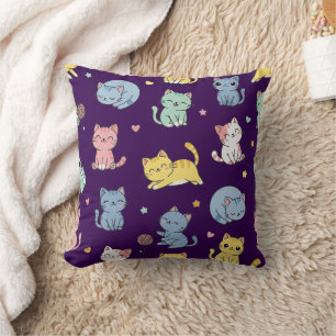 Coussin Motif de caricatures de chats Kawaii