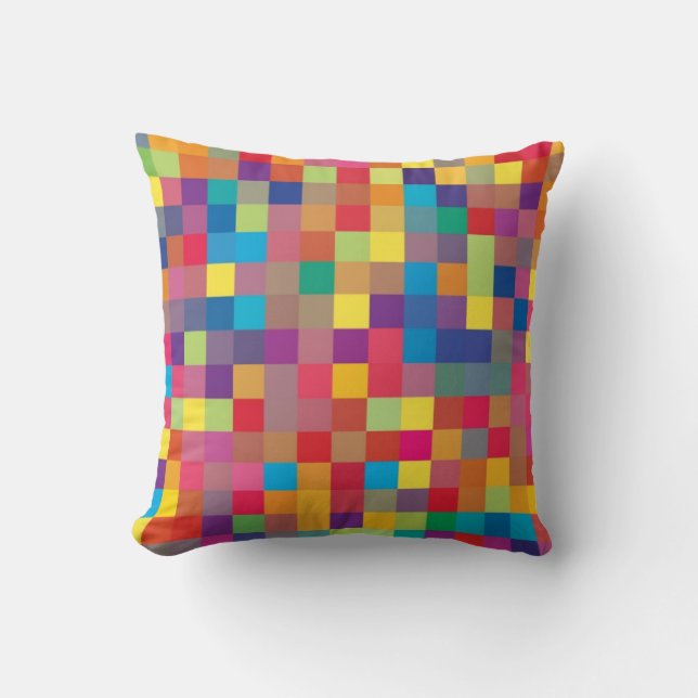 Coussin Motif de carré d'arc-en-ciel de pixel (Recto)