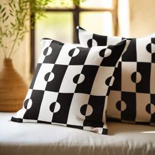 Coussin Motif de Carré géométrique noir et blanc