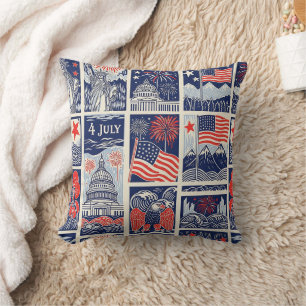 Coussin Motif de carreau en papier découpé patriotique en