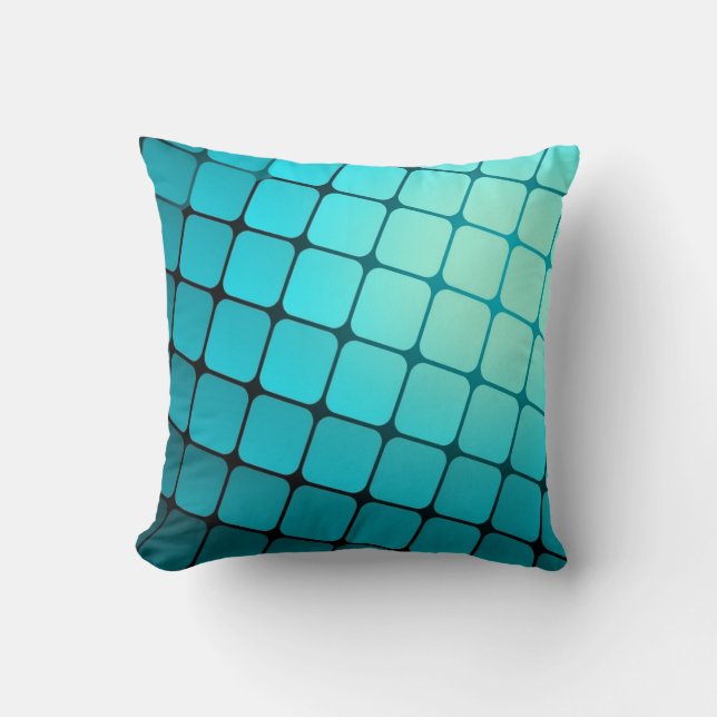 Coussin Motif de carreaux carrés bleu sarcelle (Recto)