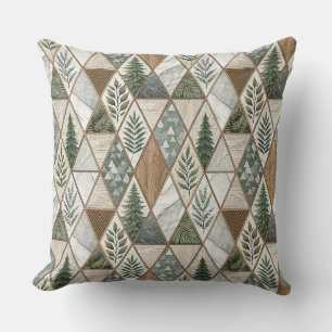 Coussin Motif de carreaux de feuille de pin et de marbre d