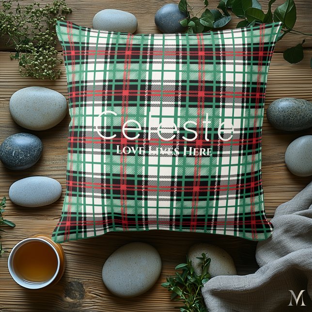 Coussin Motif de carreaux tartan vert classique  (Créateur téléchargé)