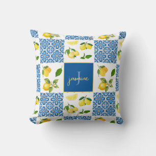 Coussin Motif de carrelage de campagne française avec mono