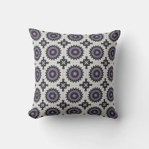 Coussin Motif de carrelage en gris argenté et lilas gras r