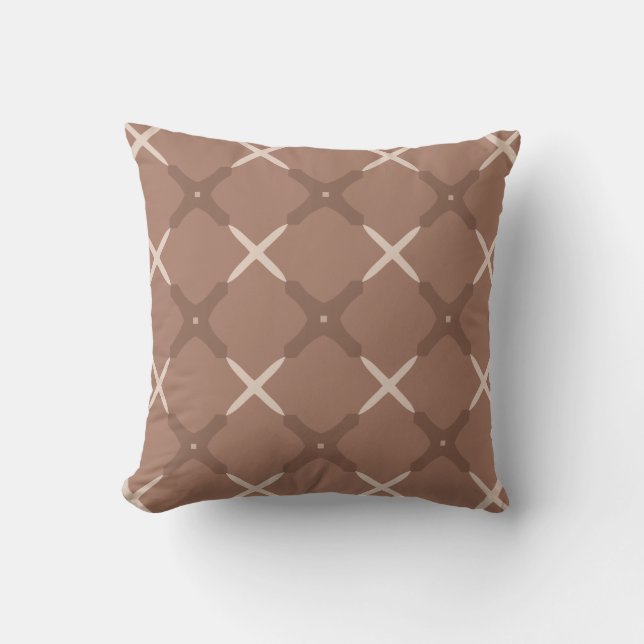 Coussin Motif de carrelage géométrique avec marron et crèm (Recto)