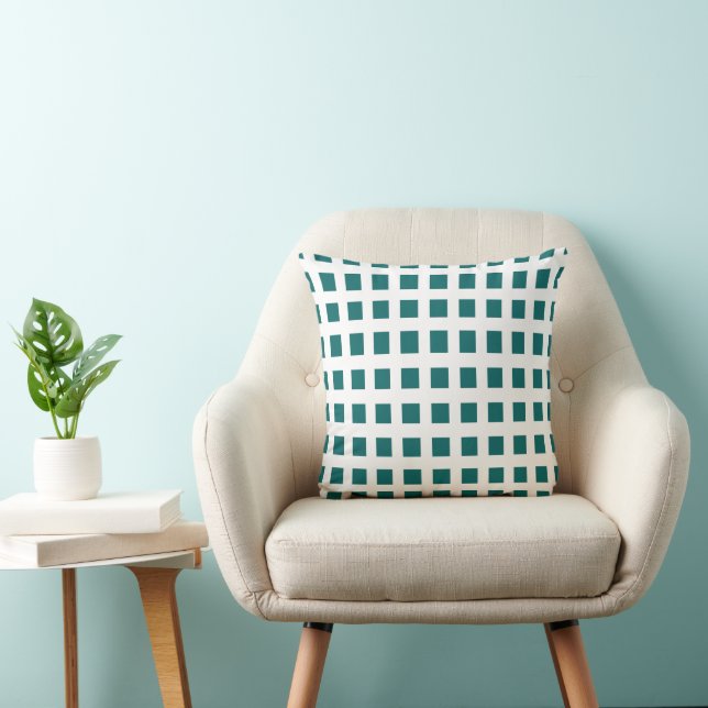 Coussin Motif de carrés bleus géométriques modernes (Chaise)