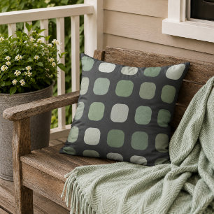 Coussin Motif de carrés ronds verts de la nature forestièr