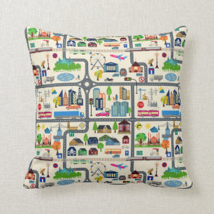 Coussin Motif de carte de ville