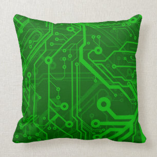 Coussin Motif de carte électronique de vert