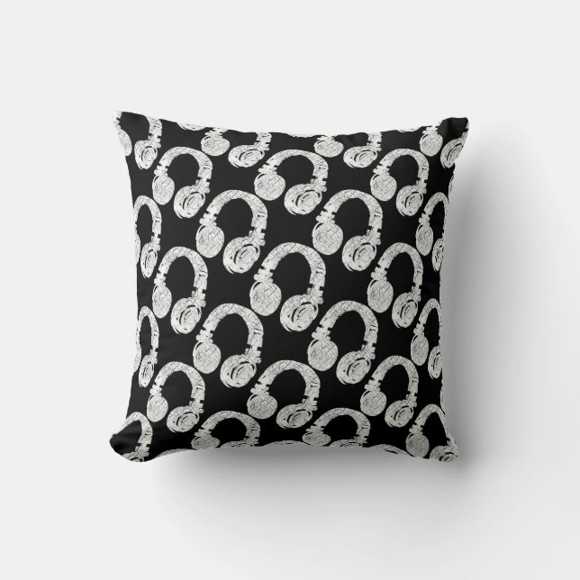Coussin motif de casque deejay (Recto)