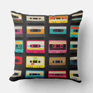 Coussin Motif de cassette audio rétro – Musique Vintage