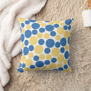 Coussin Motif de cercle bleu et jaune