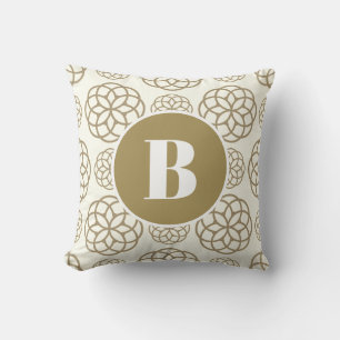 Coussin Motif de cercle doré personnalisé avec monogramme