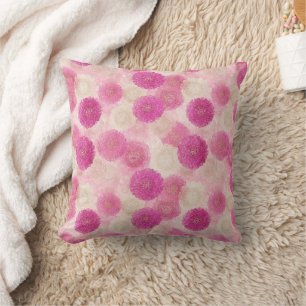 Coussin Motif de cercle en dentelle florale abstraite rose