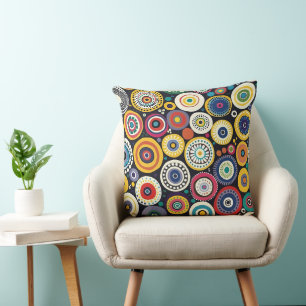 Coussin Motif de cercles colorés rétros