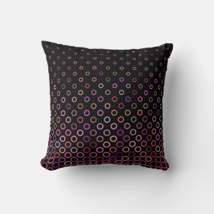 Coussin Motif de cercles colorés tendance sur fond noir