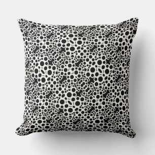 Coussin Motif de cercles noir et blanc abstrait moderne