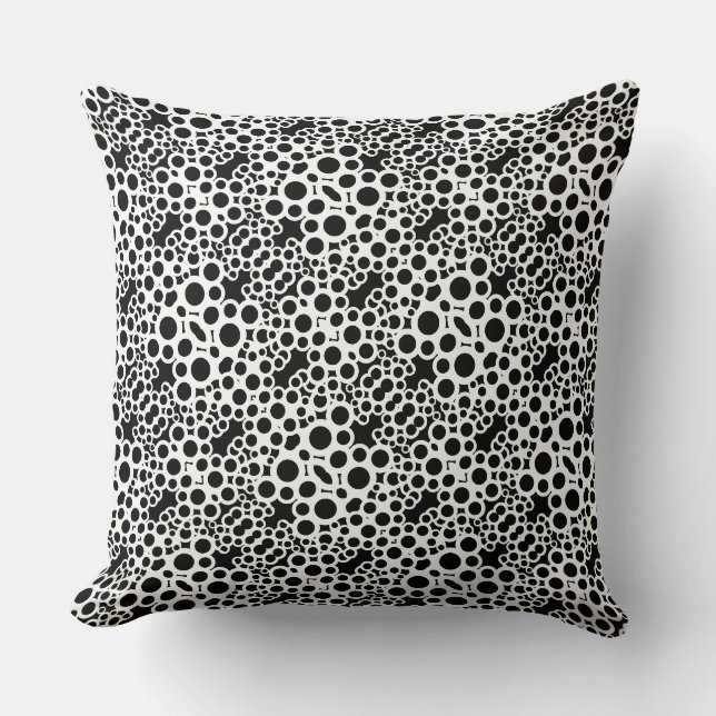 Coussin Motif de cercles noir et blanc abstrait moderne (Recto)