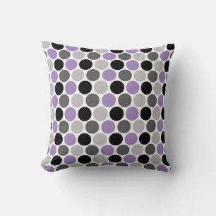 Coussin Motif de cercles rétro violets, gris, noirs