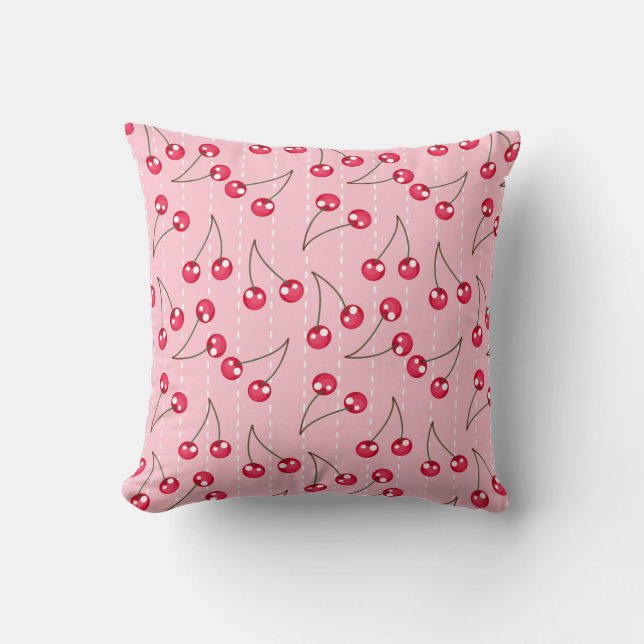 Coussin Motif De Cerises Roses Et Rouges (Recto)