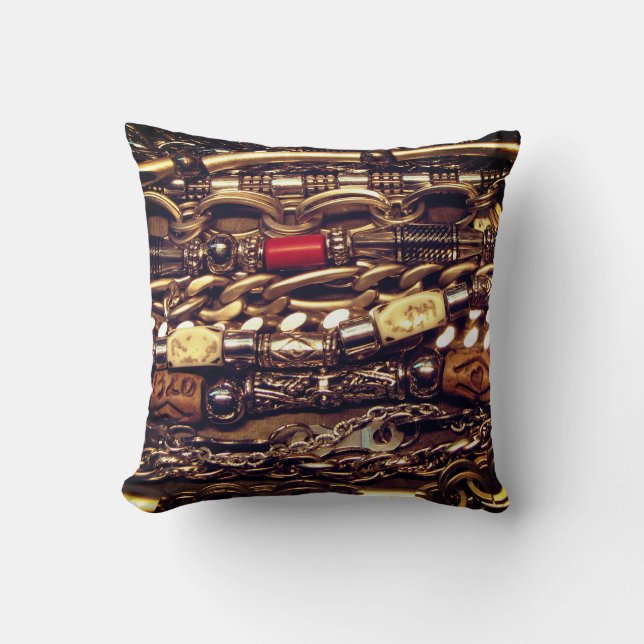 Coussin Motif de chaîne métallique frappant (Recto)