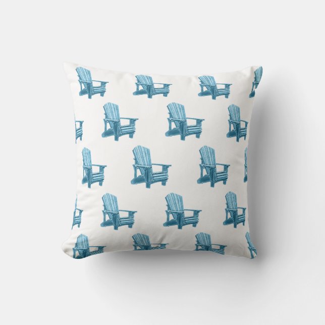 Coussin Motif de chaise Muskoka en bleu aquarelle (Recto)