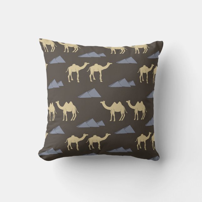 Coussin Motif de chameau avec des pyramides bleues (Recto)
