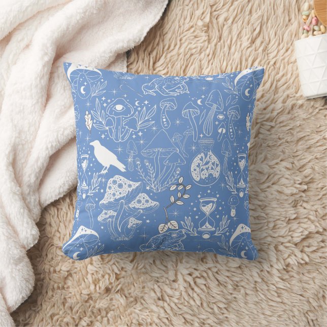 Coussin Motif de champignon psychédélique 2D.BW.b L Bleu B (Couverture)
