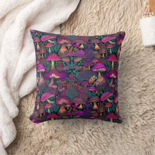 Coussin Motif de champignon psychédélique Trippy