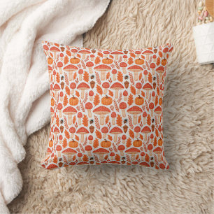 Coussin Motif de champignons de citrouilles d'automne en f