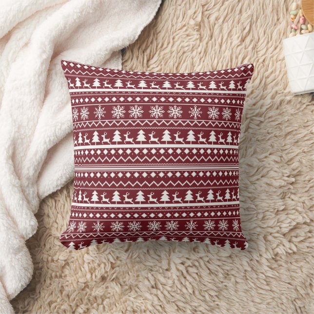 Coussin Motif de chandail de Noël rouge classique pour les (Couverture)