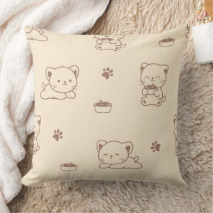 Coussin Motif de chat beige mignon (1)
