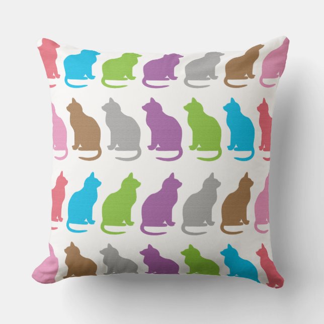 Coussin Motif de chat coloré (Recto)